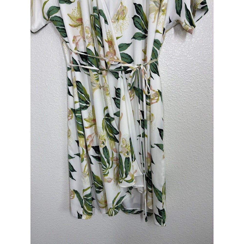 Aritzia Babaton Wallace Wrap Dress Womens Large Cream Floral Sundress - Picture 9 of 16